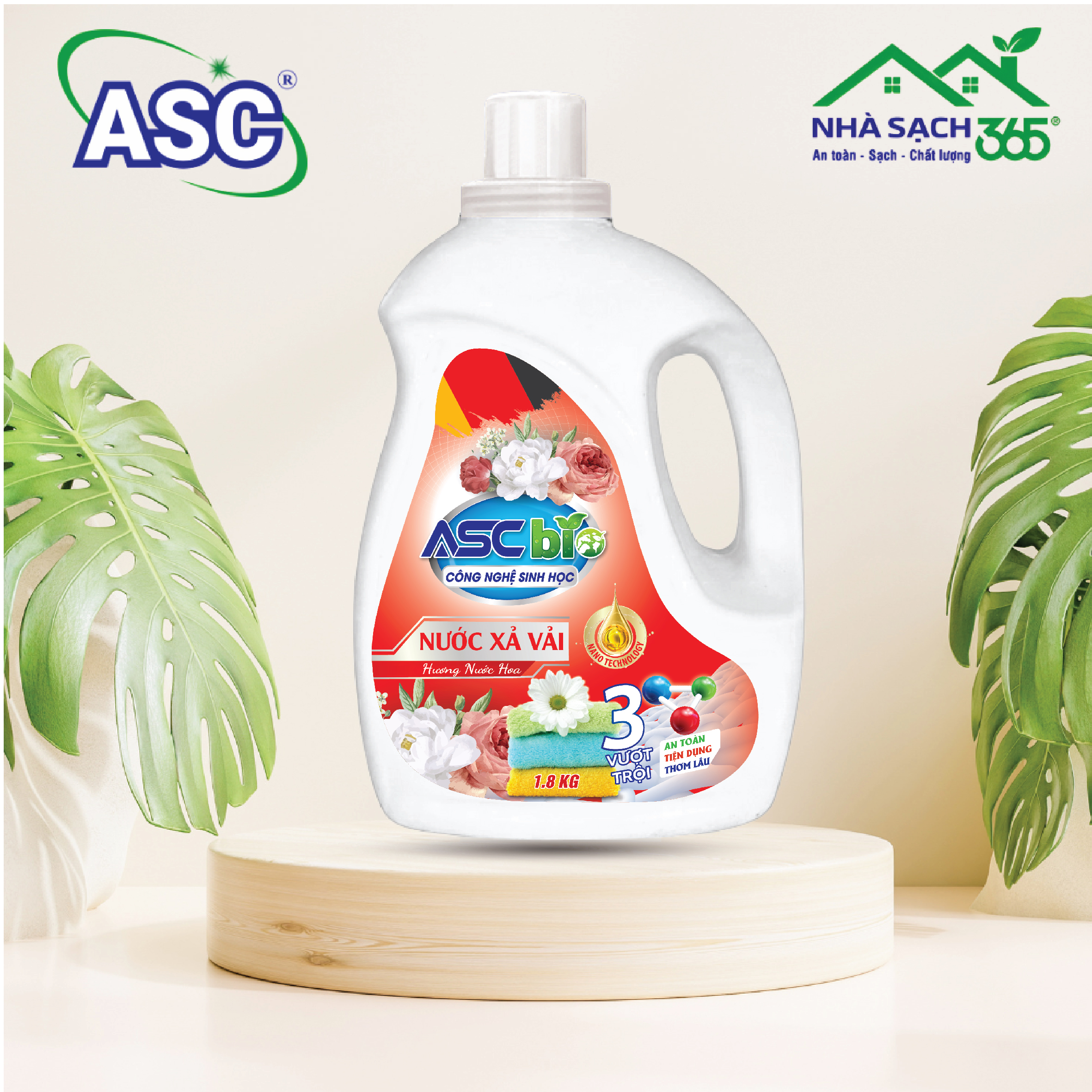 Nước xả vải đậm đặc ASC hương nước hoa đỏ 1,8kg